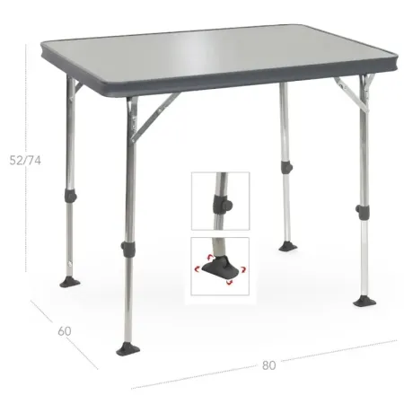 Table rectangulaire en aluminium avec pieds télescopiques extensibles