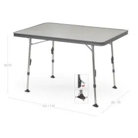 Table rectangulaire en aluminium et pieds télescopiques extensibles 110x70 cm