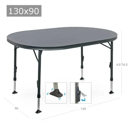 Table ovale en aluminium peint 130x91 cm