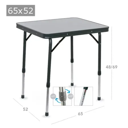 Table aluminium peint 65x52x48-69