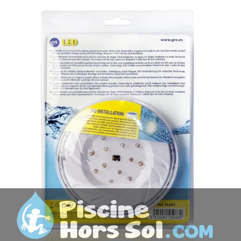 Projecteur LED couleurs sans batterie pour piscine hors-sol - Gré
