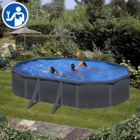 Pièces de rechange Piscines Ovales Imitation Graphite avec Contreforts de 120 cm