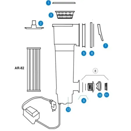 Pièces détachées du Filtre à Cartouche Skimmer 3.8 m3/h Gre AR125