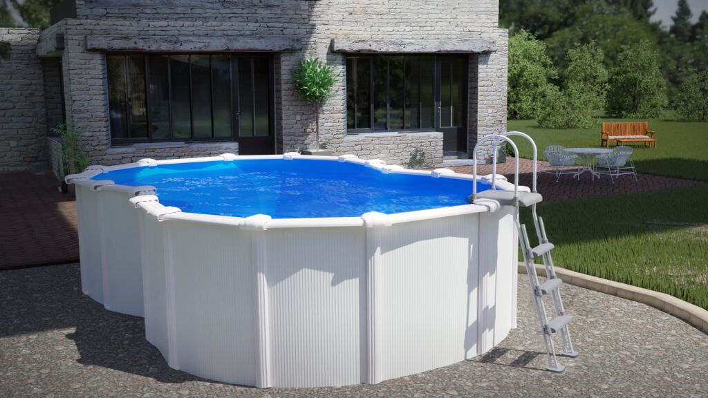 Piscines ovales en acier sans contreforts latéraux